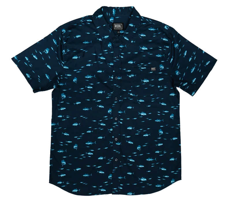 Men's Solid-Color Block Shirts for a Bold StatementREAL Currents Shirt-Navy
