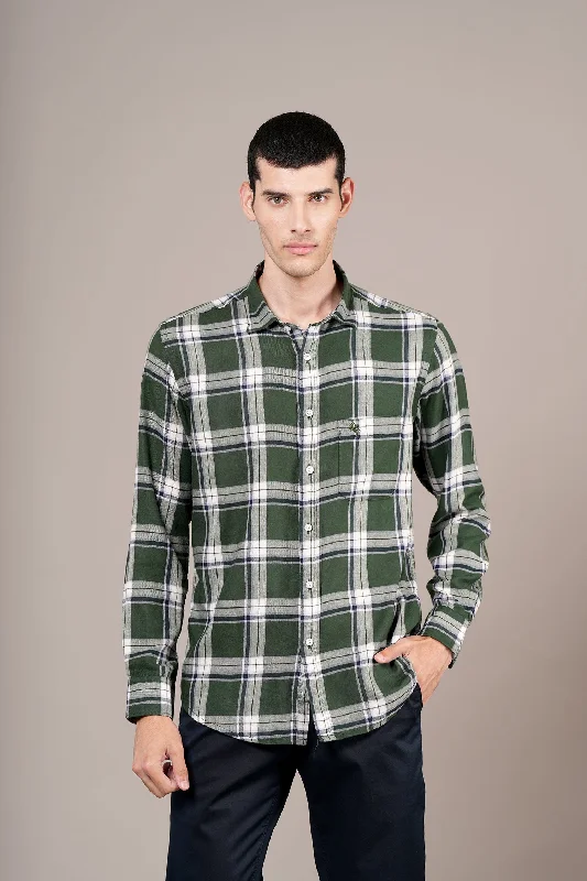 Men's Striped Long-Sleeve Shirts for a Maritime FeelMen's Green Check Full Sleeves Casual Shirt Men's Striped Long-Sleeve Shirts for a Maritime FeelMen's Green Check Full Sleeves Casual Shirt