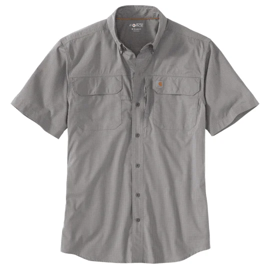 Men's Minimalist Shirts for a Clean LookForce Lightweight Short Sleeve Plaid Shirt - Asphalt Men's Minimalist Shirts for a Clean LookForce Lightweight Short Sleeve Plaid Shirt - Asphalt