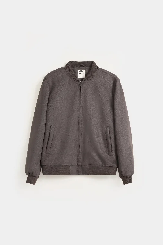 Men's Coats for TravelBasic Faux Suede Bomber Jacket
