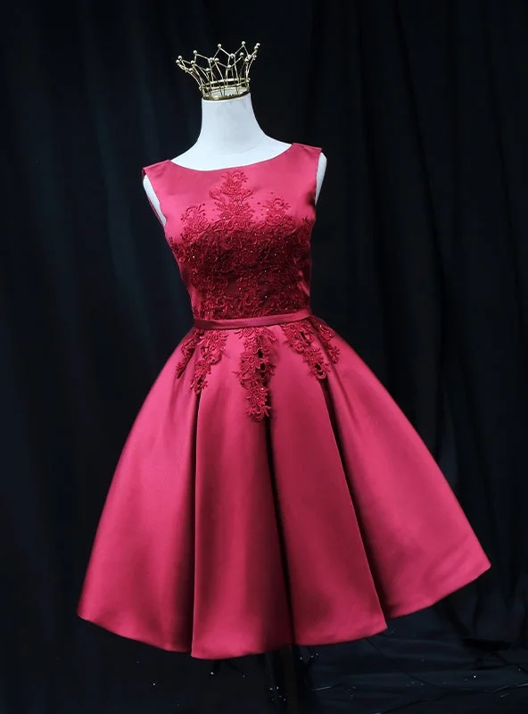 Mermaid DressBurgundy Satin Lace Homecoming Dress