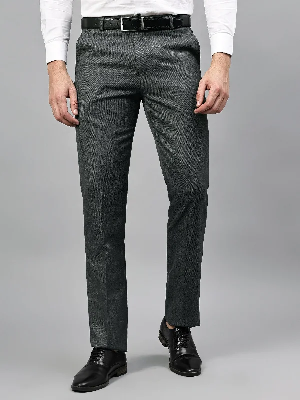 Men's Dress Pants for Special OccasionsMen's Charcoal Grey Self Design Non-Pleated Formal Trouser Men's Dress Pants for Special OccasionsMen's Charcoal Grey Self Design Non-Pleated Formal Trouser
