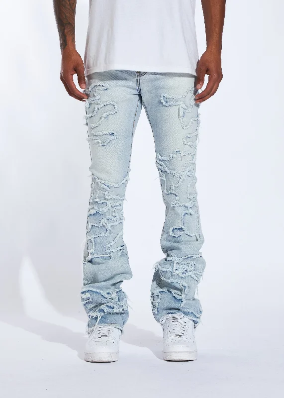 Men's Straight-Leg Jeans in Dark WashRaven Stacked Denim (Light Blue Distress)
