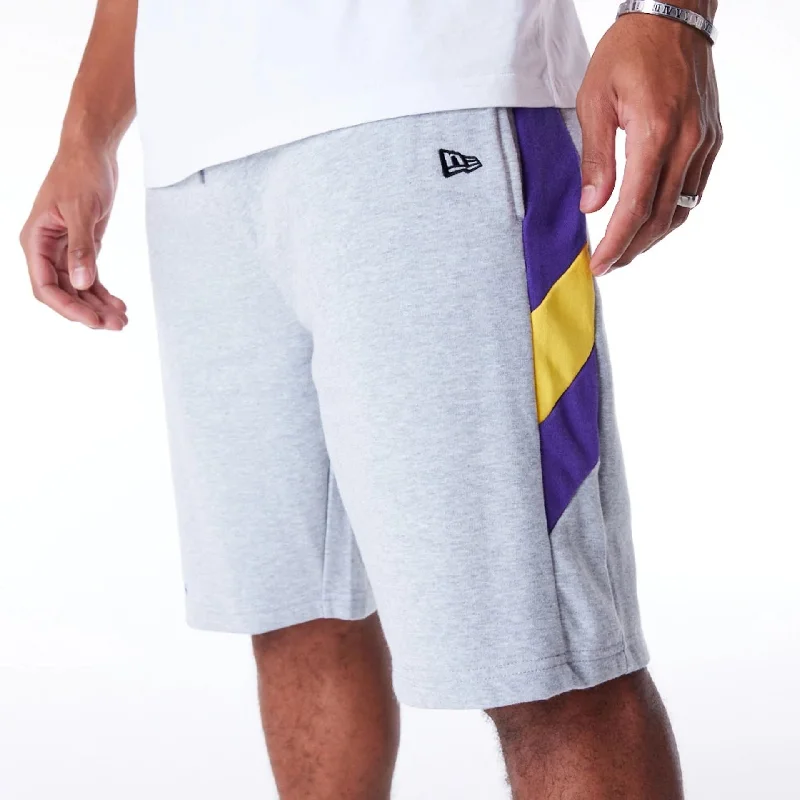 Men's Zippered Pants for SecurityLA Lakers NBA Panel Grey Oversized Shorts