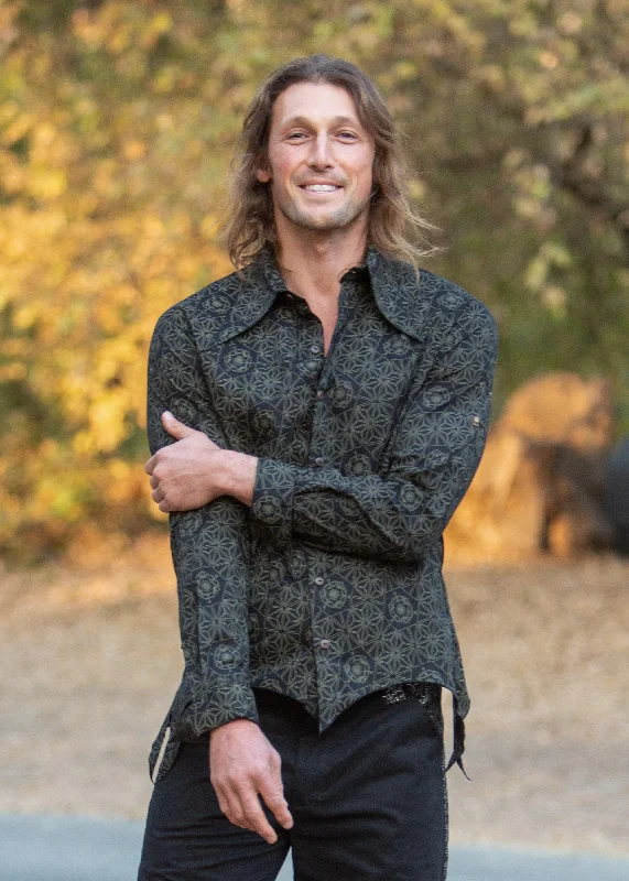 Men's Versatile Dress Shirts for Multiple OccasionsCloud Shirt - Bird Mandala Print