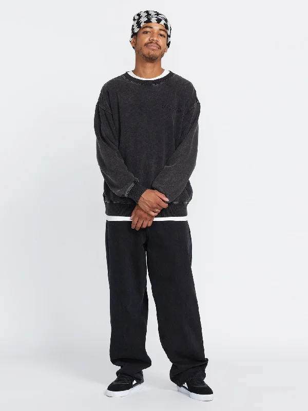 Men's Ripped JeansAcid Wall Crew Pullover Sweatshirt - Black
