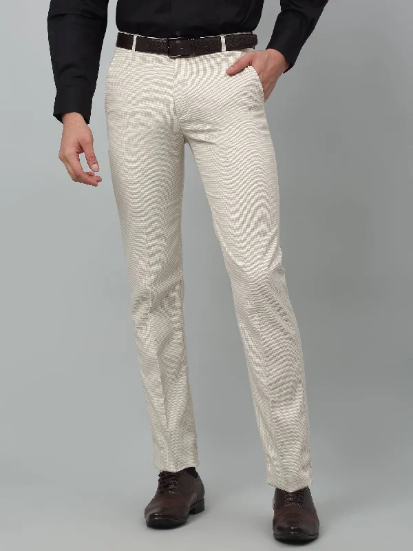 Men's Pants with Contrast WaistbandsMen's Formal Flat front Beige Houndstooth Trousers Men's Pants with Contrast WaistbandsMen's Formal Flat front Beige Houndstooth Trousers