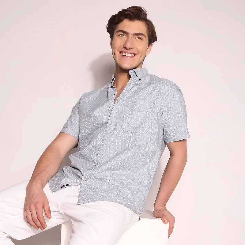 Men's Stain-Resistant Shirts for Mess-Free WearRegular Fit Printed Shirt