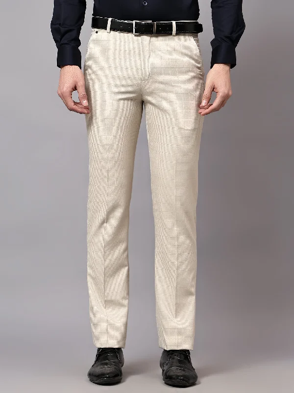Men's Pants with Cargo PocketsMen's Formal Flat front Fawn Checks Trousers