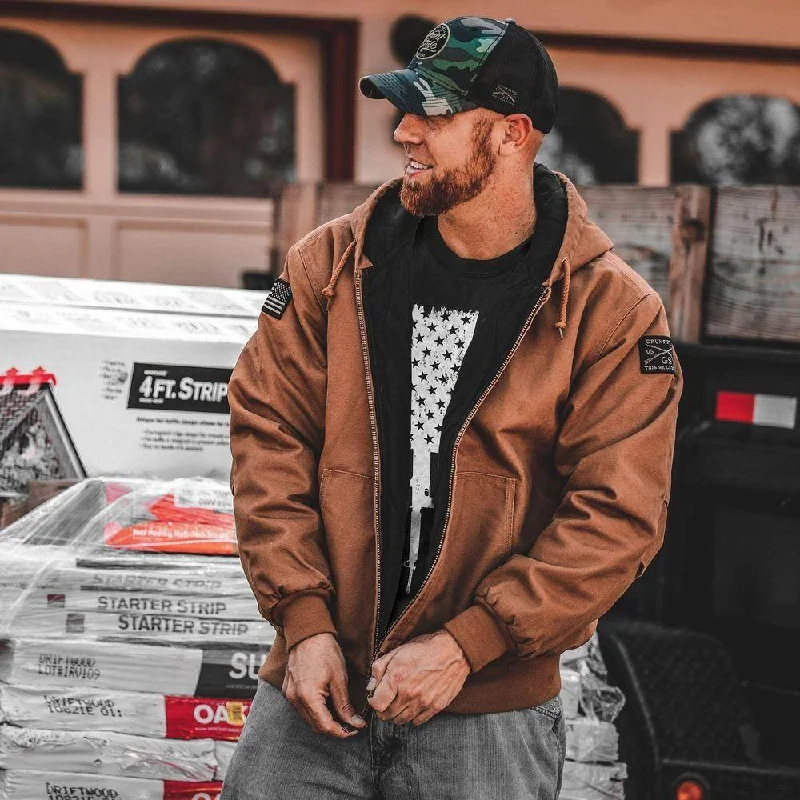 Weather-Resistant Men's CoatsHooded Field Jacket - Saddle
