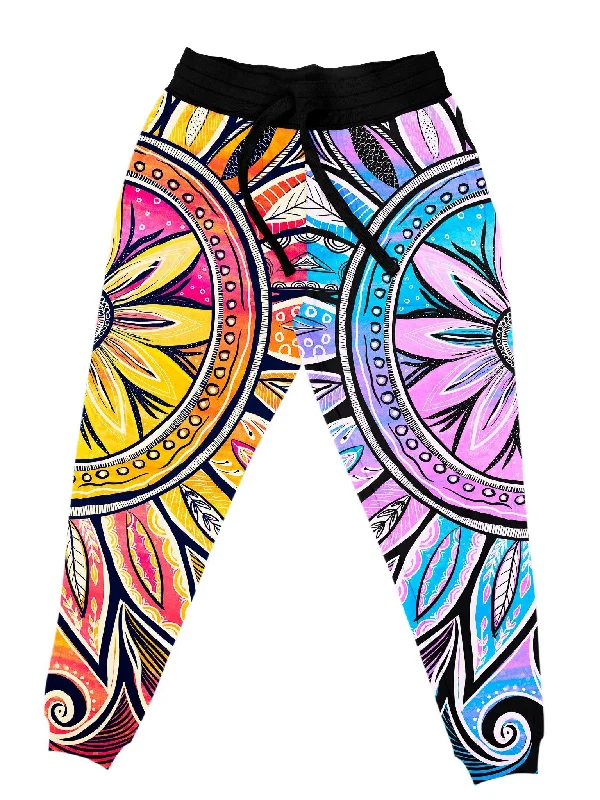 Men's Patterned Pants with ChecksSun & Moon-Ray Mandala (Mashup) Unisex Jogger