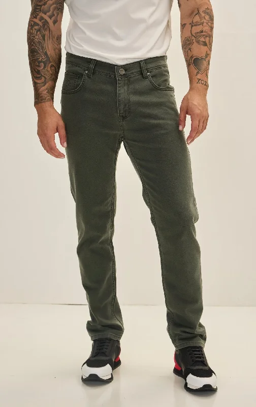 Fashionable Men's JeansSuper Soft 5-pocket Style Pants - Khaki