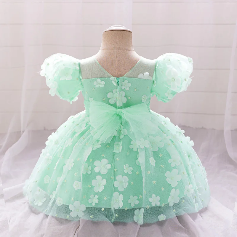 women's ethical fashion dressesBall Gown Scoop Puff Sleeves Flower Girl Dresses with Solid Flowers women's ethical fashion dressesBall Gown Scoop Puff Sleeves Flower Girl Dresses with Solid Flowers