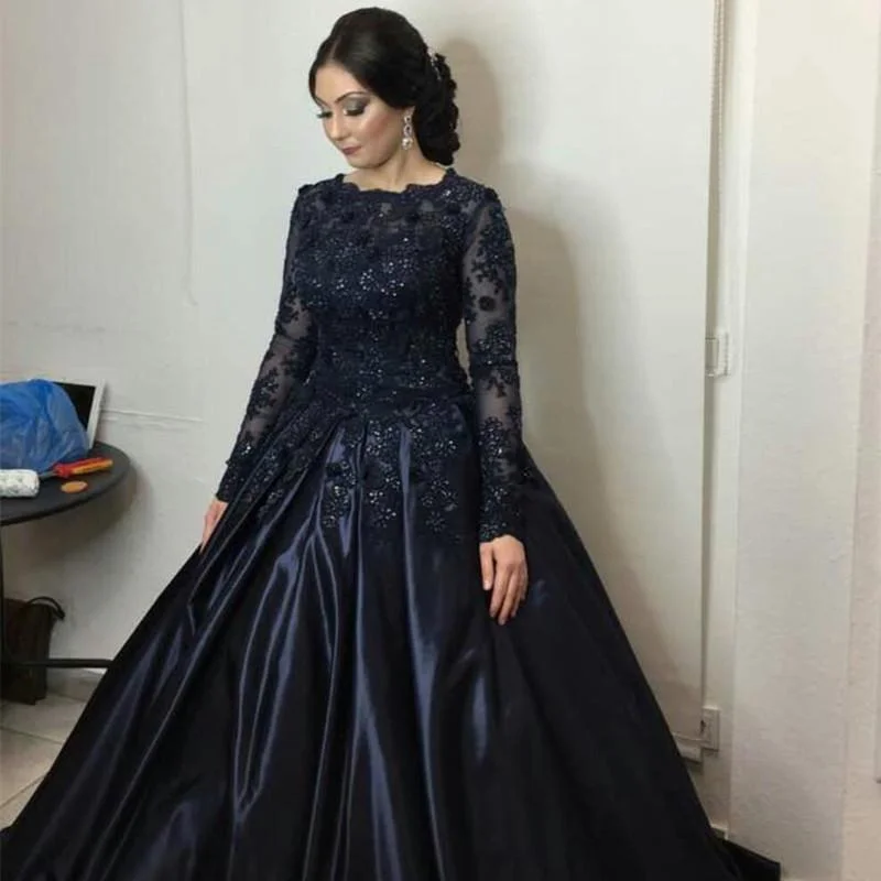 Tea-Length DressNavy Ball Gown Wedding Dresses Lace Women Prom Gown Vestido De Festa 2018 Tea-Length DressNavy Ball Gown Wedding Dresses Lace Women Prom Gown Vestido De Festa 2018