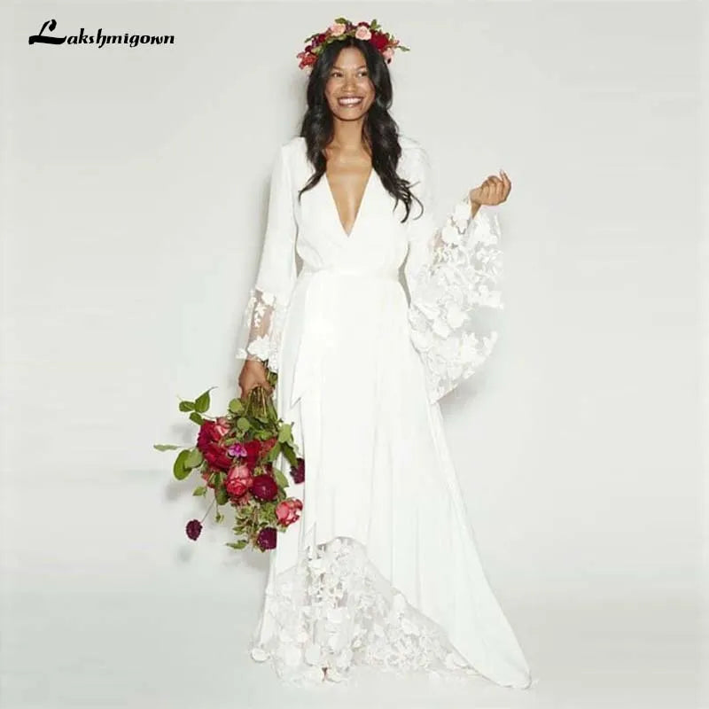 women's stylish dressesRoycebridal Simple Bohemian Long Sleeves Deep V Neck Hippie Beach Wedding Gown Plus Size Wedding Dresses women's stylish dressesRoycebridal Simple Bohemian Long Sleeves Deep V Neck Hippie Beach Wedding Gown Plus Size Wedding Dresses