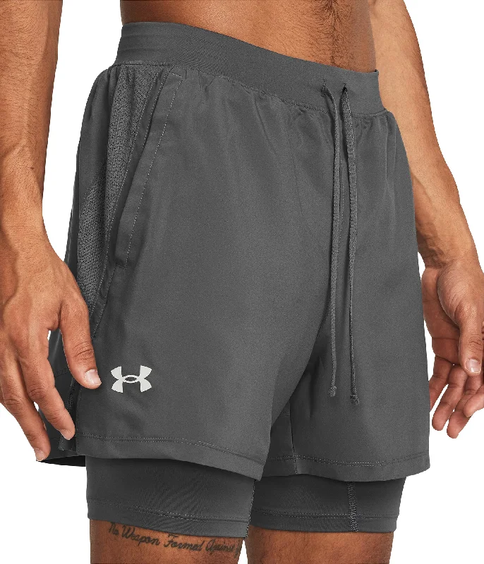 Men's Pants with Wrinkle-Resistant FabricUnder Armour Launch 2 In 1 Mens Running Shorts - Grey