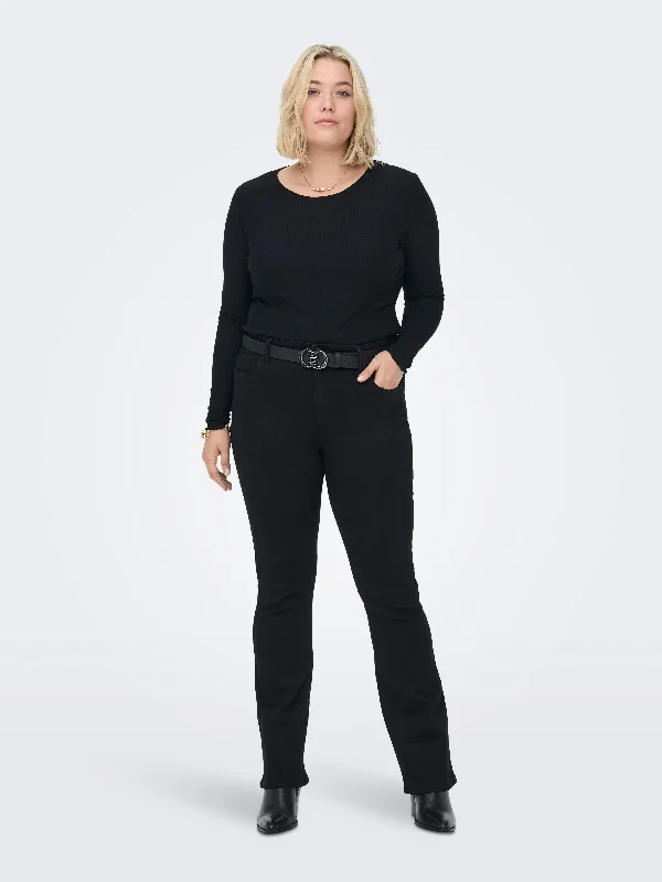Men's Jeans with a Distressed LookOnly Carmakoma Sally Flared Jeans in Black