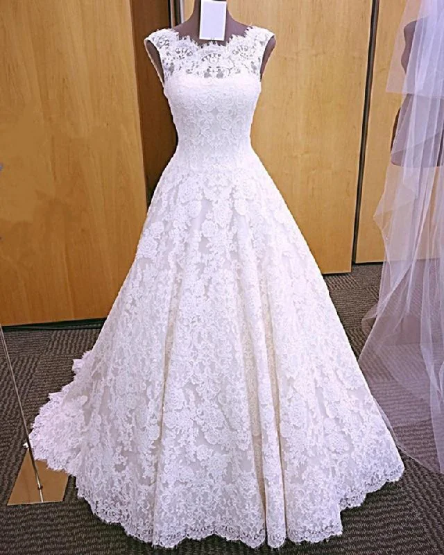 Wrap DressScoop Neck Lace Wedding Bridal dress Dresses WD2178