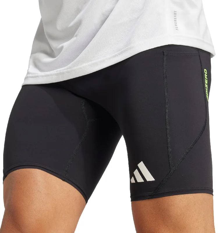 Men's Pants with Hidden Buttonsadidas Adizero Mens Short Running Tights - Black