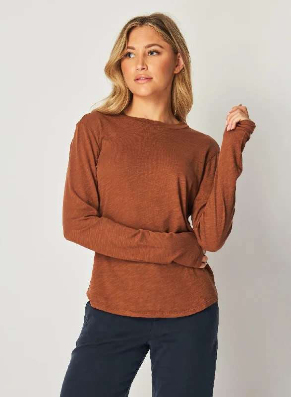 Men's Shirts with Asymmetrical HemlinesLong Sleeve Crew Tee - Twilight Gold