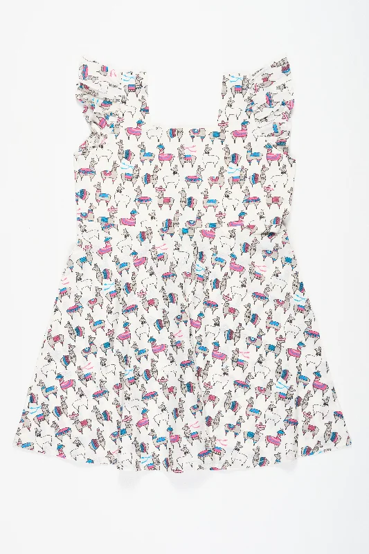 women's velvet dressesBaby Cotton Party Frock in White with Llama Print and Ruffled Sleeves Ideal for Fun Gatherings women's velvet dressesBaby Cotton Party Frock in White with Llama Print and Ruffled Sleeves Ideal for Fun Gatherings