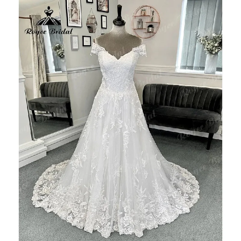 women's cold-shoulder dressesLuxury Full Lace V Neck Off Shoulder Women Wedding Dress with Short Cap Sleeve 2024 Hochzeits Bridal Gown Vestidos de Boda Sexy women's cold-shoulder dressesLuxury Full Lace V Neck Off Shoulder Women Wedding Dress with Short Cap Sleeve 2024 Hochzeits Bridal Gown Vestidos de Boda Sexy