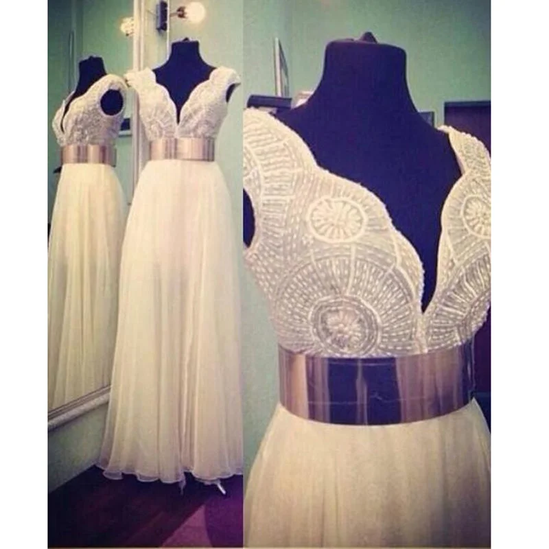 Ball Gown DressSexy Pearl Beach Wedding Dress White Chiffon Boho Bridal Gown with Golden Belt Ball Gown DressSexy Pearl Beach Wedding Dress White Chiffon Boho Bridal Gown with Golden Belt
