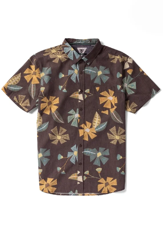 Men's Spread-Collar Shirts for a Bold StatementVissla Tribal Tropics Eco SS Shirt-Java Men's Spread-Collar Shirts for a Bold StatementVissla Tribal Tropics Eco SS Shirt-Java