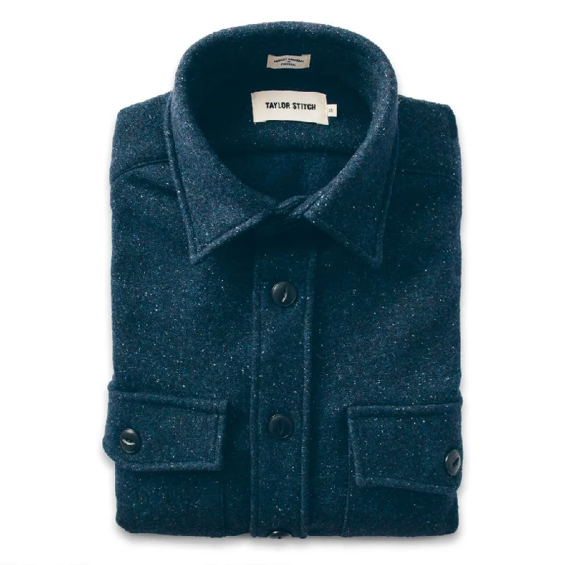 Men's Coats with Multi-Pocket DesignThe Maritime Shirt Jacket in Navy Donegal Lambswool