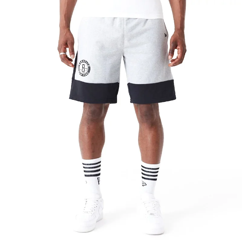 Men's Pants with Adjustable WaistbandsBrooklyn Nets NBA Colour Block Grey Shorts