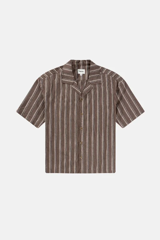 Layered Men's Henley ShirtsBaja Relaxed Stripe Ss Shirt Cafe