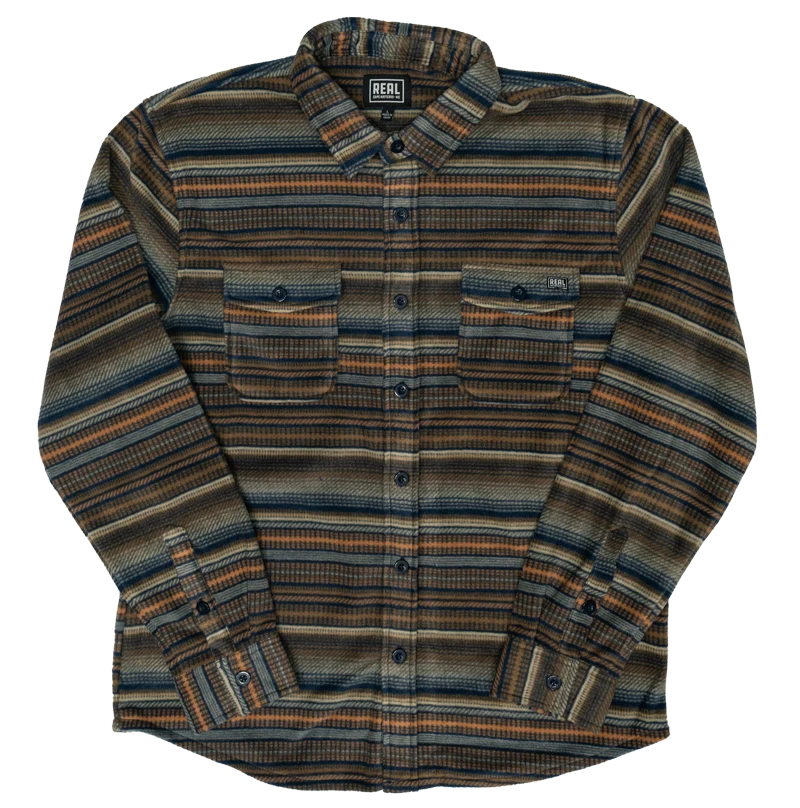 Men's Pattern-Clashing Shirts for Bold FashionREAL Sequoia L/S Shirt-Tan