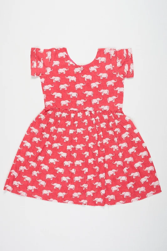 women's chiffon dressesRed Baby Cotton Party Frock with Elephant Print and Short Sleeves Perfect for Birthday Celebrations women's chiffon dressesRed Baby Cotton Party Frock with Elephant Print and Short Sleeves Perfect for Birthday Celebrations