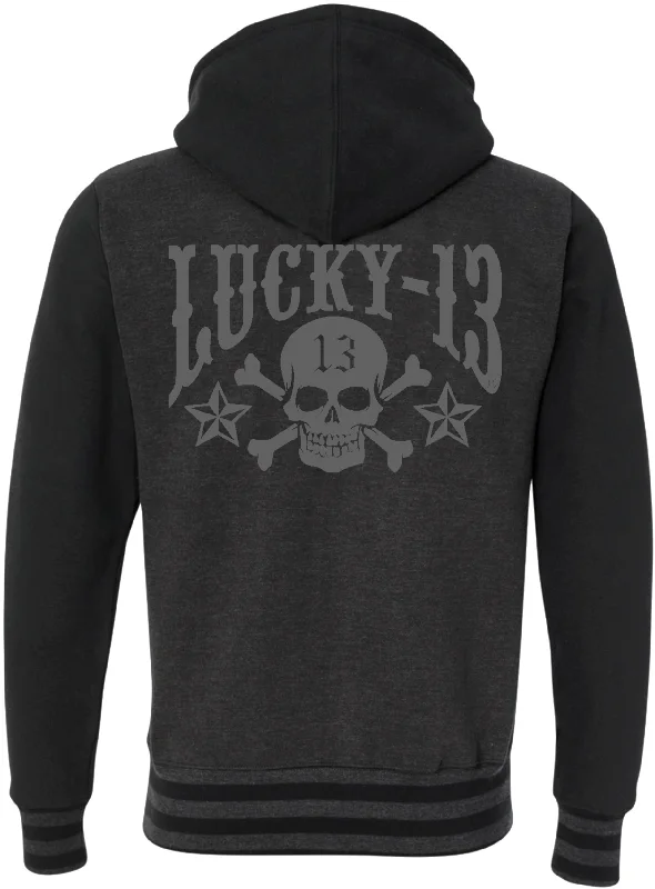 Men's Coats for SnowboardingThe SKULL STARS Hooligan Full-Zip Unisex Hooded Sweatshirt - CHARCOAL HEATHER/BLACK
