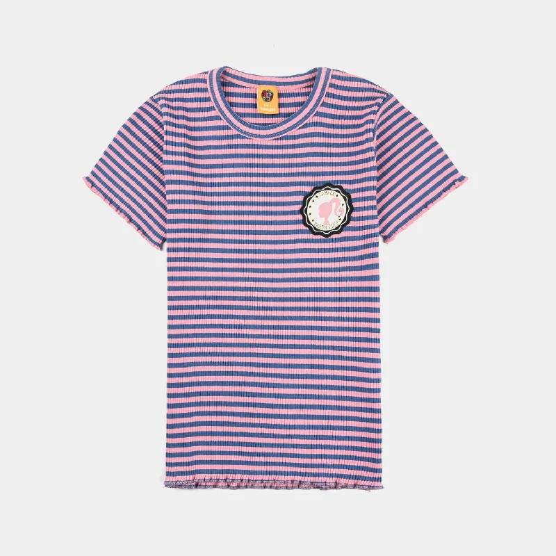 Men's Shirts with Wrinkle-Resistant FabricGirls Yarn Dyed rib T-Shirt H/S-Pink