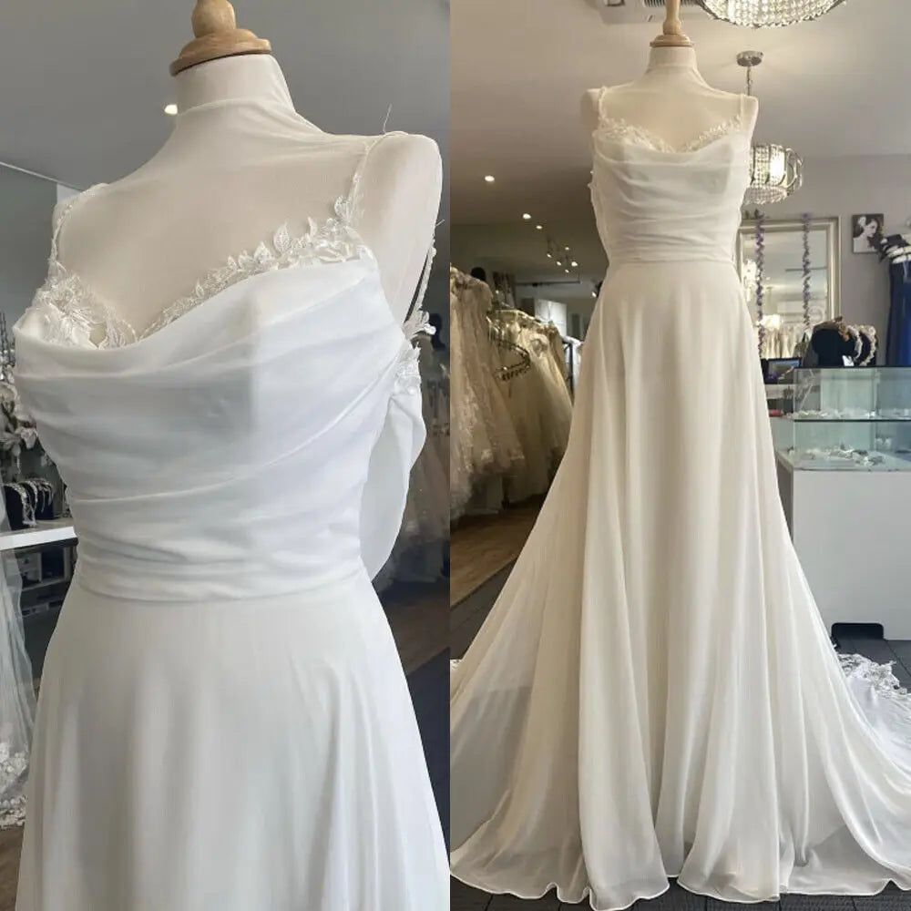 women's plus-size dressesRoycebridal Simple Chiffon Wedding Dresses with Court Train Lace Straps A Line Bridal Gowns Robe boheme abito sposa women's plus-size dressesRoycebridal Simple Chiffon Wedding Dresses with Court Train Lace Straps A Line Bridal Gowns Robe boheme abito sposa