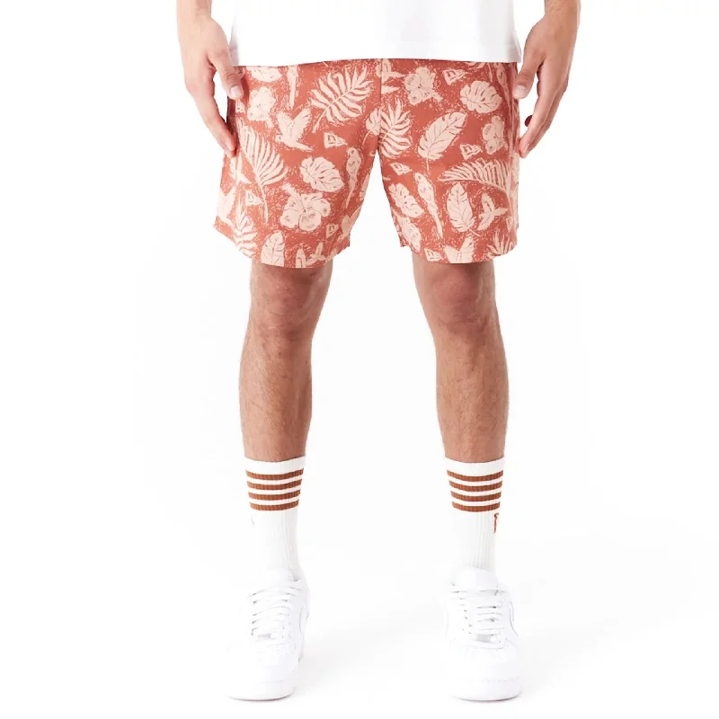 Men's Pants with Flap PocketsNew Era All Over Print Brown Woven Shorts