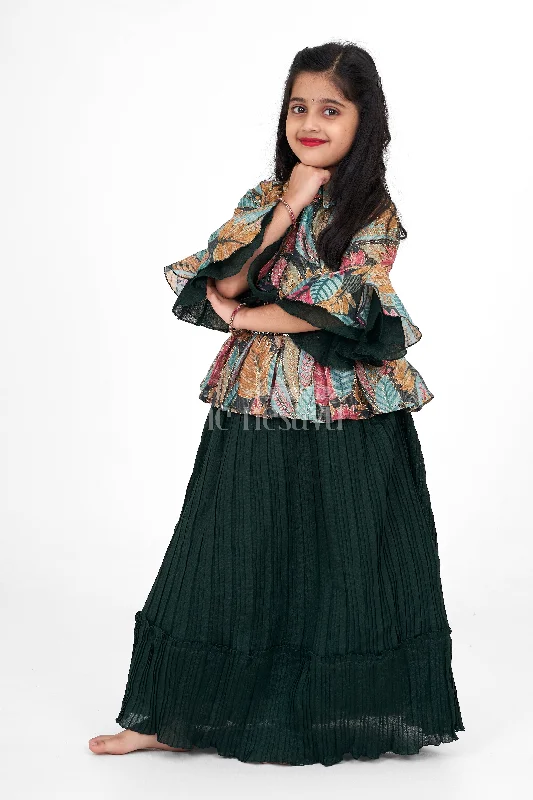 women's pastel dressesGreen and Floral Print Girls Party Gown with Ruffled Sleeves, Formal & Gown Dress for Diwali women's pastel dressesGreen and Floral Print Girls Party Gown with Ruffled Sleeves, Formal & Gown Dress for Diwali
