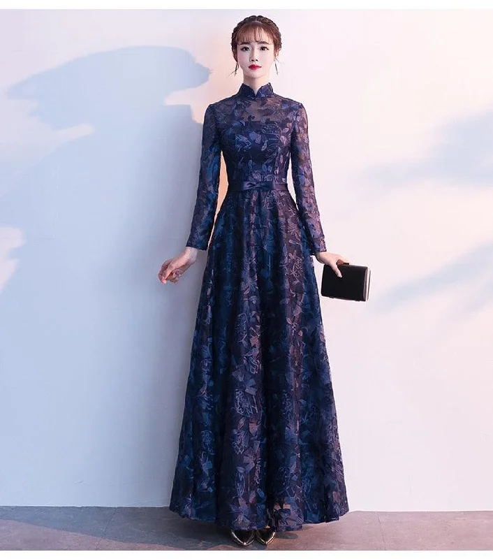 Velvet DressElegant Vintage High Neck Evening Dress