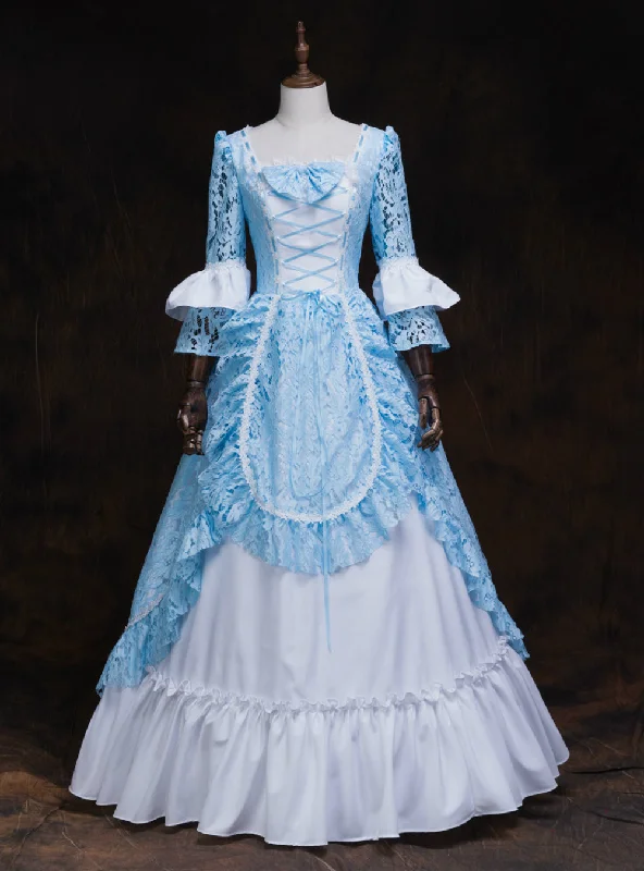Scoop-Neck DressFind The Perfect Shade Of Blue Lace White Satin Square Long Sleeve Victorian Dress Party Dress Scoop-Neck DressFind The Perfect Shade Of Blue Lace White Satin Square Long Sleeve Victorian Dress Party Dress