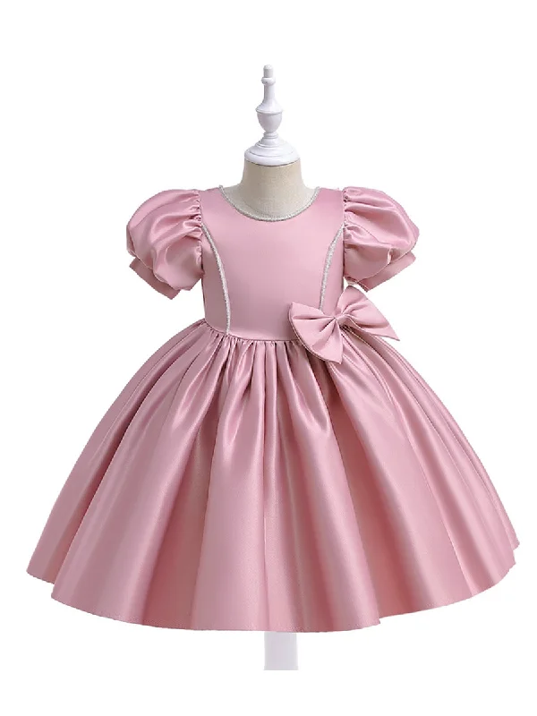 women's metallic dressesBall Gown Scoop Puff Sleeves Flower Girl Dresses with Bowknot women's metallic dressesBall Gown Scoop Puff Sleeves Flower Girl Dresses with Bowknot