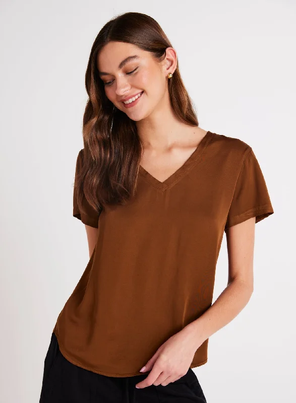 Men's Shirts with Lace-Up HemlinesV-Neck Tee - Twilight Gold