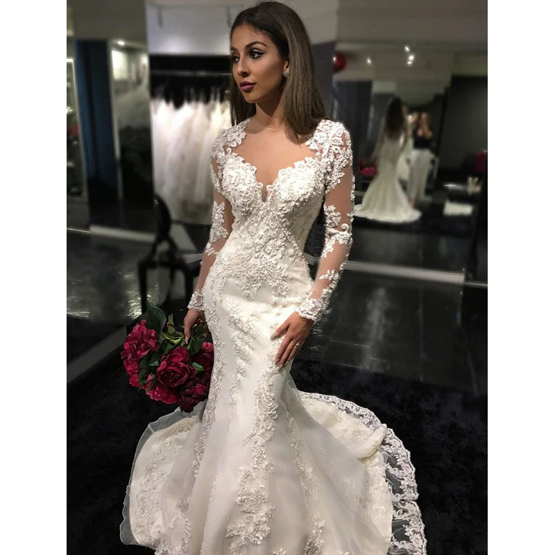 women's cinched-waist dressesHigh Quality Cheap Price Women Lace Wedding Dress with Long Sleeves Mermaid Bridal Gown WD214 women's cinched-waist dressesHigh Quality Cheap Price Women Lace Wedding Dress with Long Sleeves Mermaid Bridal Gown WD214