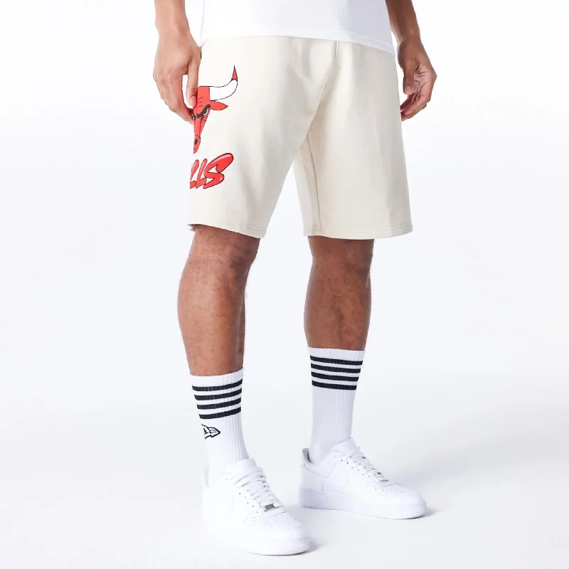 Breathable Men's Athletic ShortsChicago Bulls NBA Bubble Script Light Beige Shorts