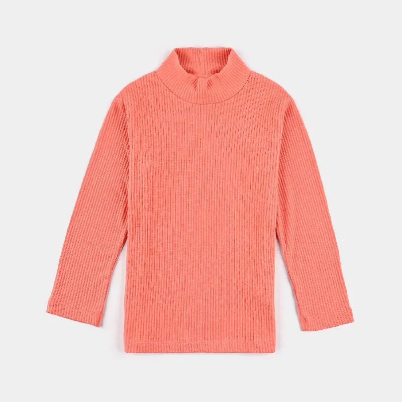 Men's Shirts with Patchwork PatternsKids Unisex Turtle Neck T-Shirt-Peach