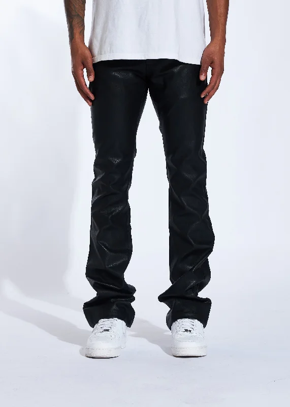 High-Quality Ripped Men's JeansArch Stacked Denim (Black)