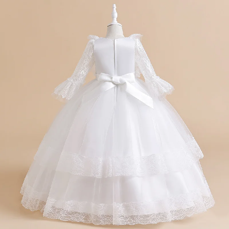 women's mini dressesBall Gown Scoop 3/4 Sleeves Flower Girl Dresses with Ruched