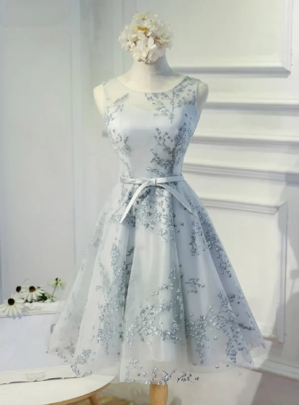 Velvet DressElegant A-Line Scoop Sleeveless Open-Back Silver Tulle Short Homecoming Dress Velvet DressElegant A-Line Scoop Sleeveless Open-Back Silver Tulle Short Homecoming Dress