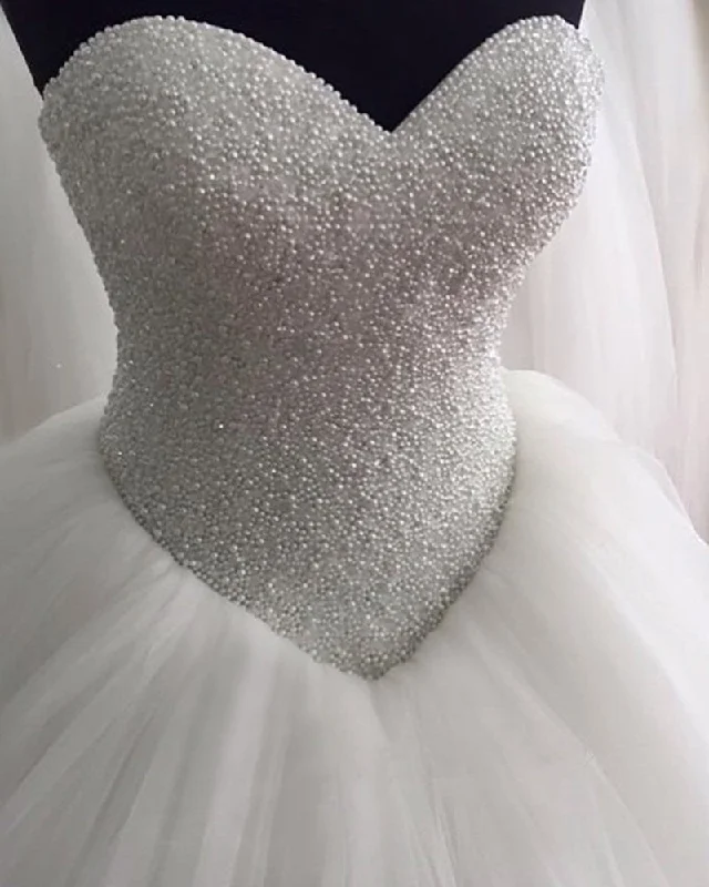 Mermaid DressRomantic Pearl Wedding Dress Ball Gown Heavy Beaded WD5141