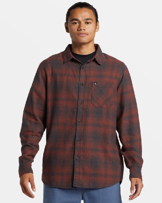 Durable Men's Work ShirtsQuiksilver Lago Stretch Flannel L/S Shirt-Brown Stone
